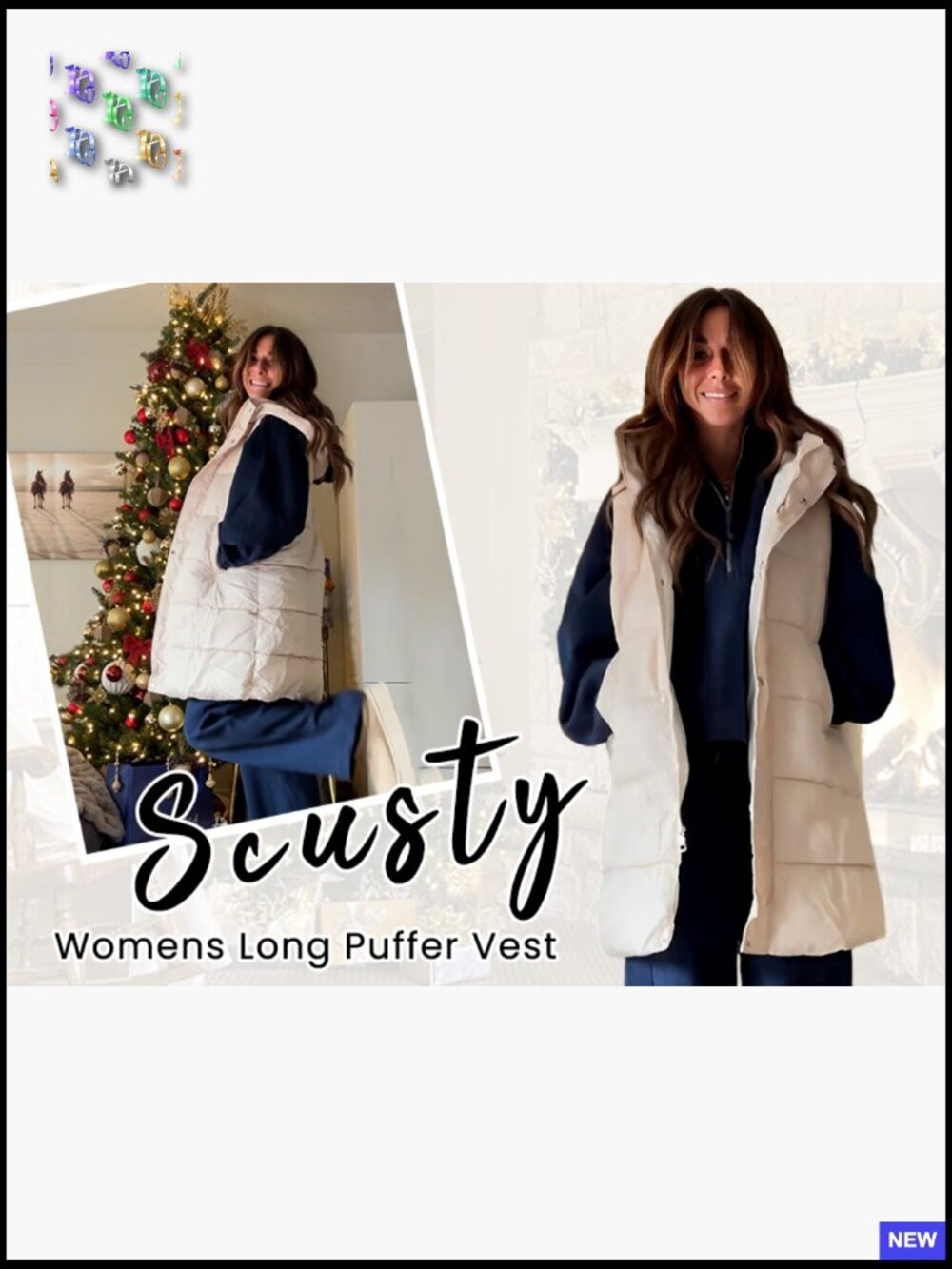 Long Quilted Puffer Vest Sleeveless Hooded Outerwear Jacket Chic Oversized - Picture 7 of 7